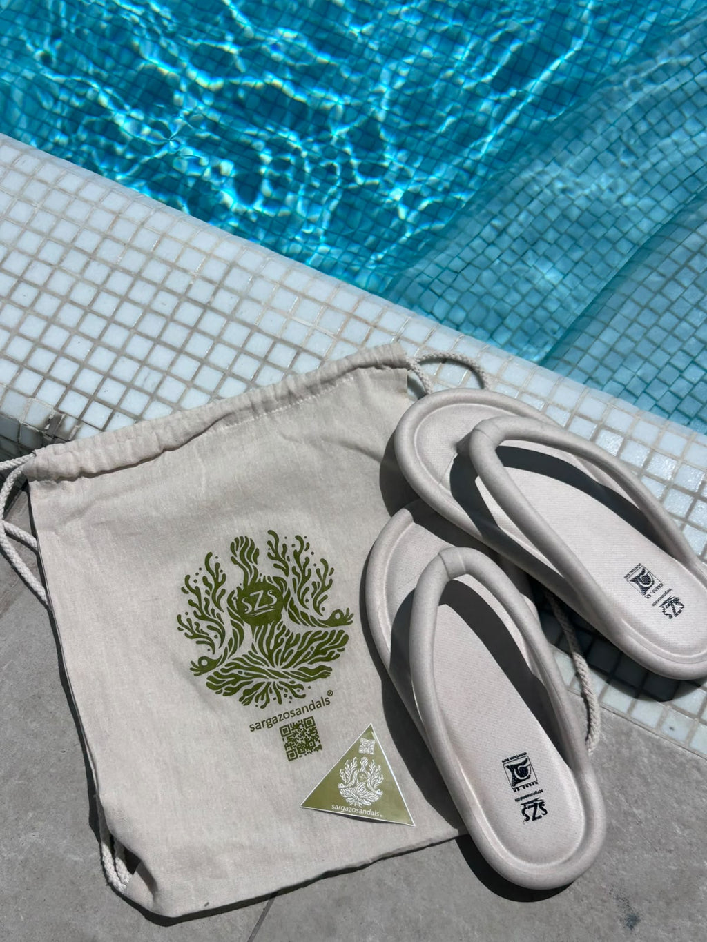 Sandalias W150 con sargazo y morral de algodón SargazoSandals